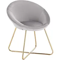 Happyment Leri Chaise d'appoint Leri – Chaise de salle à manger – Velours gris clair – Pieds en métal – Hauteur d'assise 44 cm