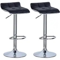 Bolt Tabourets de bar – Tabourets de bar en similicuir noir – Réglables en hauteur de 62 à 84 cm – Lot de 2 – Chaise de cuisine