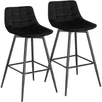 Happyment Tabouret de bar Nisa Industrial - Noir - Barkhocker 2er set - Chaise de bar avec dossier - Chaise de cuisine - Velours