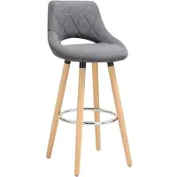 Happyment Barkruk Modern Hilton - Industriel - Gris foncé - Tabouret de bar 1 pièce - Chaise de bar avec dossier - Chaise de cuisine - Tissu
