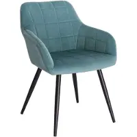 Happyment Chaise de salle à manger de luxe - Velours Turquoise - Fauteuil avec accoudoirs - Chaise de salon - Chaise de cuisine - Chaise à coque - Chaise simple