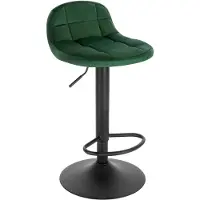 Happyment Tabouret de bar Erino Deluxe - Industriel - Vert foncé - Tabouret de bar avec dossier - Réglable en hauteur - Velours - Structure métallique - 1 pièce