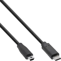 InLine Câble USB 2.0, USB-C prise à Mini-B prise, noir, 5m