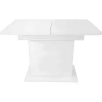 Happyment Table à manger extensible - Table de cuisine pour le salon ou la salle à manger - Avec espace de rangement & design moderne - Rectangulaire, fer & bois - Aspect béton