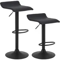 Happyment Tabouret de Bar Wavey - Noir - Lot de 2 - Chaises de bar réglables en hauteur - Sans dossier - Tabouret de cuisine - Hauteur d'assise 56-78 cm