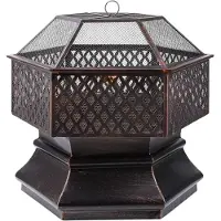 Happyment Barbecue de jardin Fioren – Panier à feu – Brûle-parfum – Poêle de terrasse – Barbecue à fumée – Barbecue d'extérieur – Structure en acier avec pare-étincelles – 71 cm
