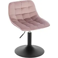 Happyment Tabouret de bar Ohiao Industrial - Rose - Réglable en hauteur - Avec dossier - Velours - Chaise de bar - Chaise de cuisine - Design moderne - 1 pièce