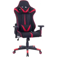Happyment Fauteuil gaming Luxe Nero – Réglable en hauteur – Fauteuil de bureau ergonomique – Noir/Rouge – Fauteuil gaming et de bureau