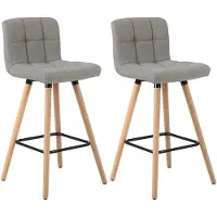 Happyment Chaise de bar Zilda - Dossier haut - Lin - Tabouret de bar ergonomique - Hauteur d'assise 70?cm - Gris - Lot de 2 - Cuisine & Bar