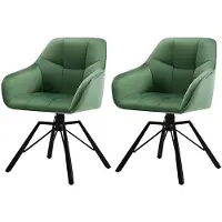 Happyment Lot de 2 chaises de salle à manger pivotantes - Chaises confortables rembourrées avec accoudoirs & dossier - Pour la cuisine, le salon & le restaurant