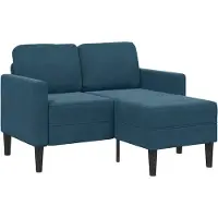 vidaXL Canapé 2 places avec chaise longue en L bleu 125 cm velours