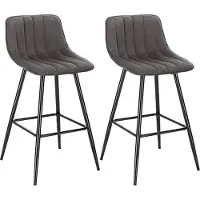 Happyment Tabouret de bar Merlito Industrial - Gris foncé - Velours - Réglable en hauteur - Avec dossier - Chaise de bar - Chaise de cuisine - Lot de 2