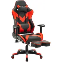 Happyment Luxe Chaise de jeu - Avec repose-pieds - Rouge - Réglable en hauteur - Chaise de bureau ergonomique - Similicuir