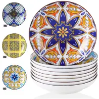 Happyment Averto Service de table - 8 pièces - 8 personnes - Mozaïek - Service de table - Assiettes plates, assiettes creuses et assiettes à déjeuner - Set en céramique