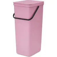 Brabantia Sort & Go, 40 litres, forme rectangulaire, plastique recyclé, rose, fonctionnement manuel, fabriqué en Belgique