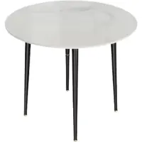 Happyment Table de salle à manger Valora - Table de salle à manger ronde imitation marbre - Table de salle à manger ou de restaurant - 80 cm - 4 personnes - Gris