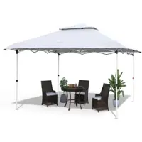 Happyment Gazebo pliant Zyrell – 3,6 x 3,6 m – Imperméable et protection UV 50+ – Avec sac pour roues et sacs de lestage – Blanc – Pour le jardin, la terrasse et les événements en plein air