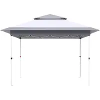 Happyment Pavillon pop-up Vaylen Gazebo – 3,6 x 3,6 m – Imperméable et protection UV 50+ – Sac de rangement à roulettes inclus – Gris clair – Pour le jardin, la terrasse et les événements