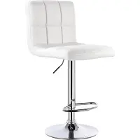 Happyment Tabouret de bar Berlie - Ergonomique - Avec dossier haut - Hauteur d'assise 60-82 cm - Blanc - 1 pièce - Pour la cuisine et le bar