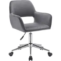 Happyment Chaise de bureau Diva - Chaise pivotante ergonomique avec accoudoirs - Réglable en hauteur - Velours - Gris foncé - Pour adultes - Sur roulettes