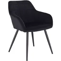 Happyment Deluxe Chaise de Salle à Manger - Velours Noir - Fauteuil avec accoudoirs - Chaise de Salon - Chaise de Cuisine - Kuipstuhl - 1 piece