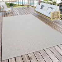 Paco Home Tapis d'extérieur résistant aux intempéries Jardin & terrasse tissé à plat Uni aspect sisal robuste Taille 120x160 cm
