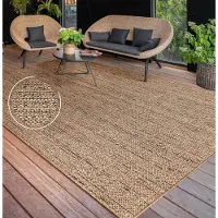 Paco Home Tapis d'extérieur résistant aux intempéries Tissu plat moderne, aspect jute pour terrasse & balcon Dimension 200x280 cm