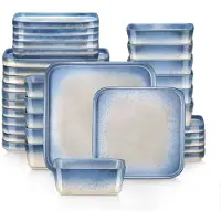 Happyment Marina Vittoria Services de table - 36 pièces - 12 personnes - Dussy Blue - Assiettes à manger - Services de table - Assiettes creuses - Assiettes à déjeuner - Set de vaisselle - Ustensiles de cuisine