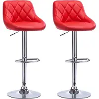 Happyment Tabouret de bar design Lerino - Avec dossier - Stable - Chaise de bar ergonomique - Hauteur d'assise 60-82cm - Rouge - Lot de 2 - Cuisine et Bar - Réglable en hauteur