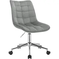 Happyment Chaise de bureau ergonomique en velours - Réglable en hauteur - Sur roulettes - Pour adulte - Gris clair