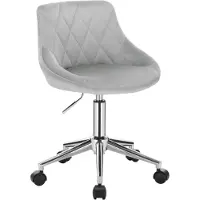 Happyment Chaise de bureau Deluxe - Gris - Chaise pivotante ergonomique - Avec accoudoirs - Sur roulettes - Velours - Réglable en hauteur