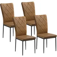 Happyment Chaises de salle à manger Delio - Lot de 4 Chaises de salle à manger pivotantes - Marron - Dossier haut - Cuisine & salle à manger