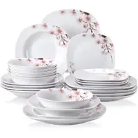 Happyment Diamond Service de table - 6 personnes - 24 pièces - Céramique - Assiettes plates - Petites assiettes - Présentation en couleur