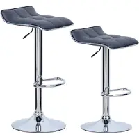 Happyment Tabouret de bar Nora gris – Réglable en hauteur – Simili cuir – Lot de 2 – Cuisine et bar – Hauteur d'assise 62–84 cm