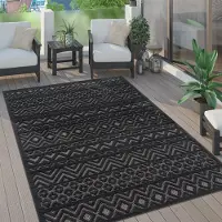 Paco Home Tapis d'extérieur résistant aux intempéries Boho & Skandi aspect 3D pour terrasse, balcon et jardin Dimensions 140 x 200 cm