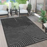 Paco Home Tapis d'extérieur résistant aux intempéries Boho & Skandi aspect 3D pour terrasse, balcon et jardin Dimensions 60 x 100 cm