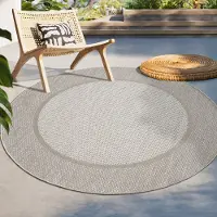 Paco Home Tapis d'extérieur en lin tissé moderne Boho Ethno résistant aux intempéries extérieur Taille 200 cm rond