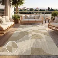 Paco Home Tapis d'extérieur résistant aux intempéries Balcon Salon Boho Géométrique Beige Crème Dimensions 200 x 280 cm