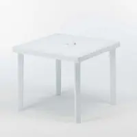 GRAND SOLEIL Boheme Table de bar de jardin carrée en poly rotin 90x90 - Blanc