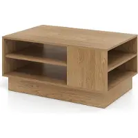 Northix Table basse en bois avec rangement et étagères ouvertes