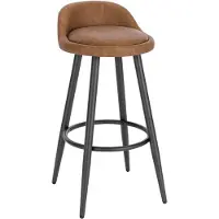 Happyment Tabouret de bar Malino - Ergonomique - Lot de 1 - Marron - Avec dossier bas - Pour la cuisine et le bar - Hauteur d'assise 69 cm