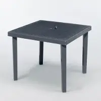 GRAND SOLEIL Table de bar de jardin en poly rotin, carrée, 90x90, Gruvyer - Noir