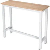 OEM Table de bar rectangulaire - MDF et métal - élégante et robuste - étroite et intemporelle - blanc/chêne clair - 120 x 40 x 100 cm