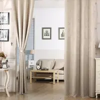 Happyment Ensemble de rideaux Deluxe avec volant - 2 pièces - Beige - 135x225 cm - Occultant - Lourd - Avec bande plissée - Velours - Thermique - Isolant
