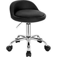 Happyment Tabouret de travail de luxe - Sur roulettes - Noir - Tabouret selle - Fauteuil de coiffure - Tabouret pivotant - Sans dossier - Ergonomique - Similicuir