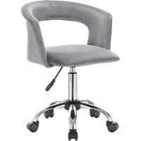 Happyment Chaise de bureau de luxe à roulettes - velours - chaise ergonomique pour adultes - réglable en hauteur - gris clair