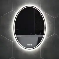 OEM Miroir de salle de bain ovale 50 x 70 cm, à intensité variable, anti-buée, fixation murale