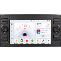Happiq Autoradio avec Bluetooth, CarPlay, compatible avec Apple et Android, chaîne stéréo, navigation, système de navigation pour Ford Focus, Mondeo, Fiesta, Transit, Kuga, C-Max et S-Max Galaxy