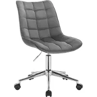 Happyment Chaise de bureau ergonomique en velours - Sur roulettes - Chaise de bureau pour adulte - Gris foncé - Réglable en hauteur