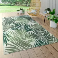 Paco Home Tapis d'intérieur & d'extérieur Tissu plat Jungle Gecarvtes Design floral palmier vert Taille 280x380 cm